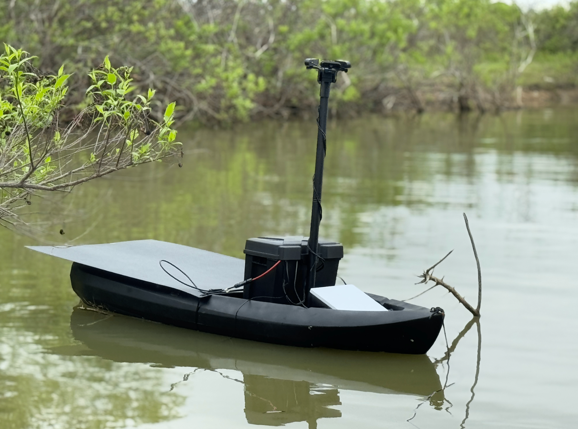 Autonomous survey boat on water
